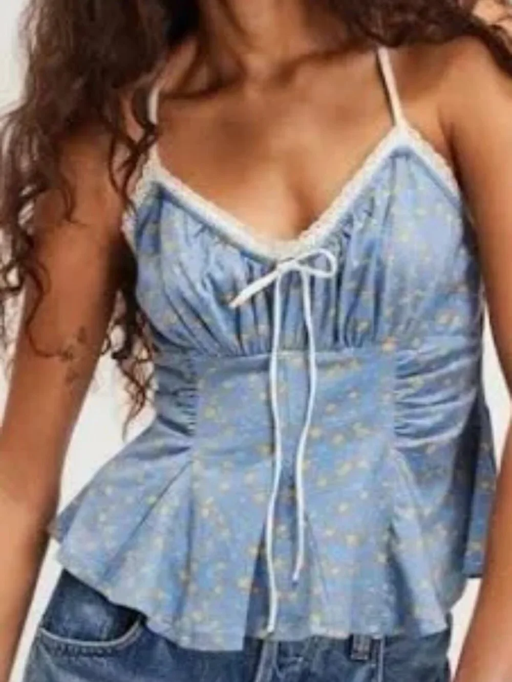 Free People women L Sammi floral camisole, adjustable spaghettis straps - Picture 2 of 10